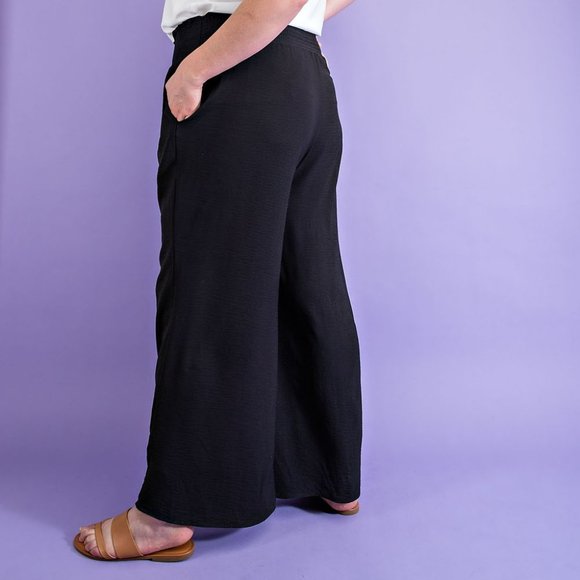 NWT ee:some Black Wide Leg Pants With Smocked Waist Plus - Picture 4 of 4